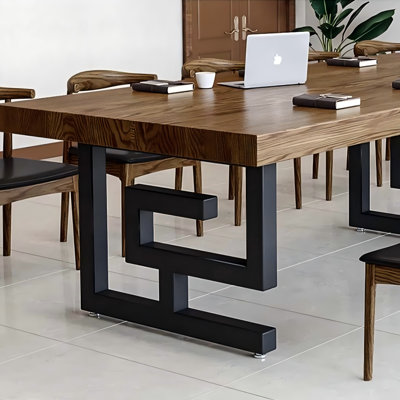 Table de réunion rectangulaire simple et moderne en bois massif brun de 102,36 po