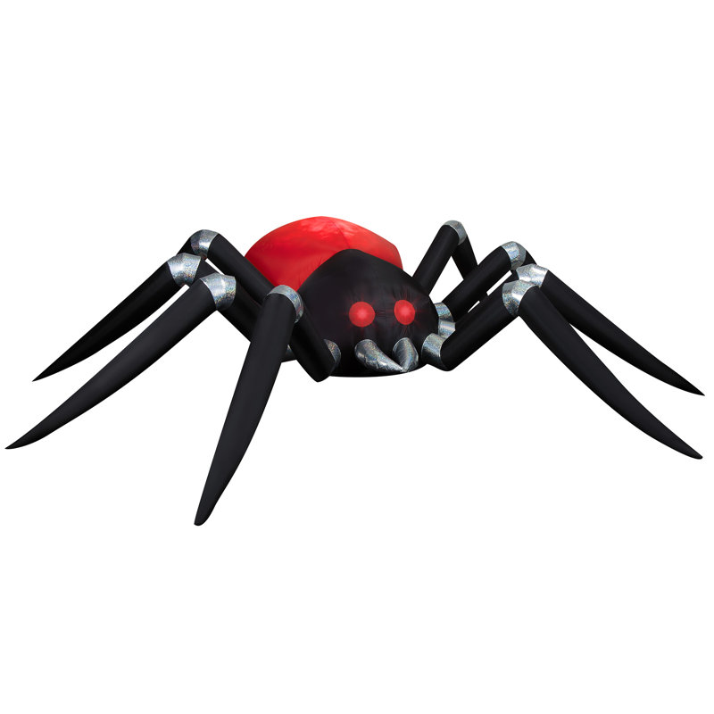 14.5 Foot Black and Red Inflatable Halloween Spider with Fire and Ice Projection