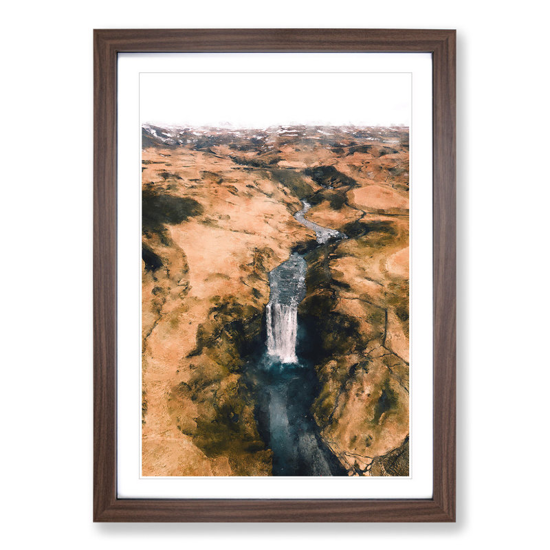 The Skogafoss Waterfall in Iceland - Framed Print, 36cm H x 27cm W x 2cm D, Walnut Framed