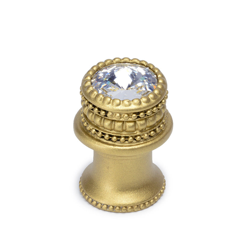 Caché medium round knob with flared foot with an 16mm Swarovski Clear Crystalin Soft Gold, Soft Gold