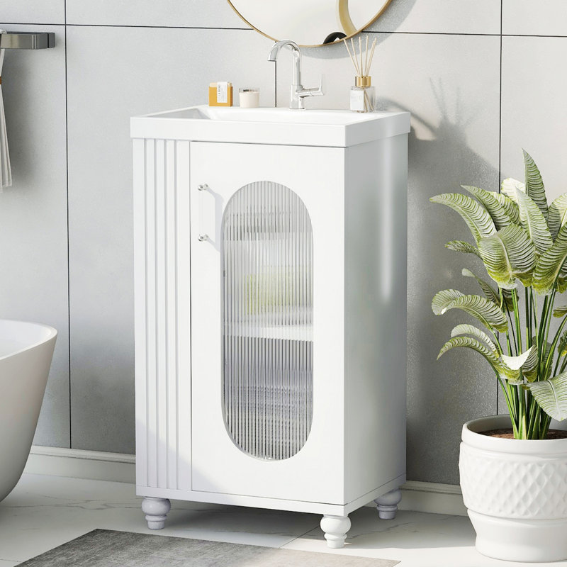 Meuble-lavabo de salle de bain avec lavabo, armoire de salle de bain avec tablette à deux niveaux