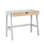 Bureau gris/naturel en bois massif avec tiroir extensible, modèle table d'étude à domicile et patins métalliques
