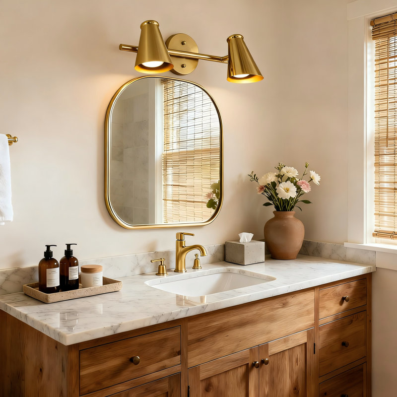 Izell 2 - Light Dimmable Modern Brass Vanity Light, Gold