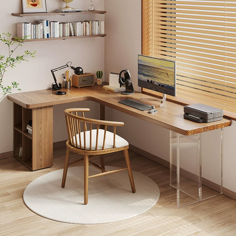 Noyer en bois massif en forme de L, 29.53"H×86.61"L×55.12"W, Left