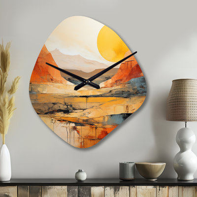 Grande horloge murale jaune Bold Landscape Canyon Desert VII - Nebula