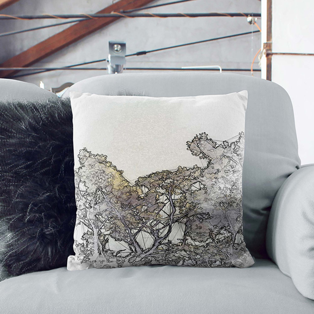 Branches of an Oak Tree in Abstract Cushion with Filling