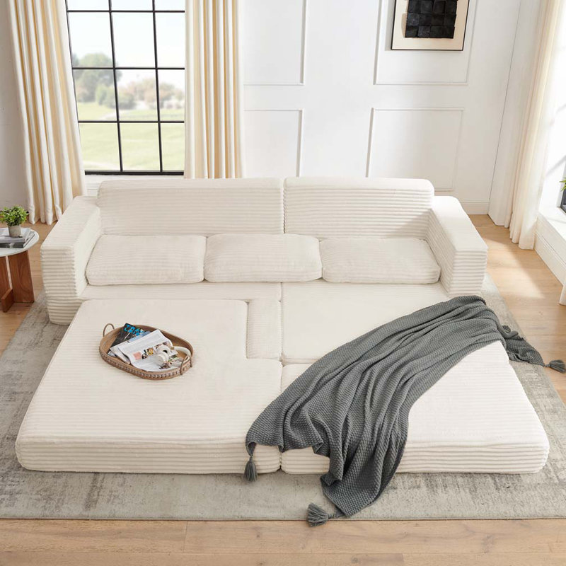 Canapé modulaire en velours côtelé Corduroy, Beige