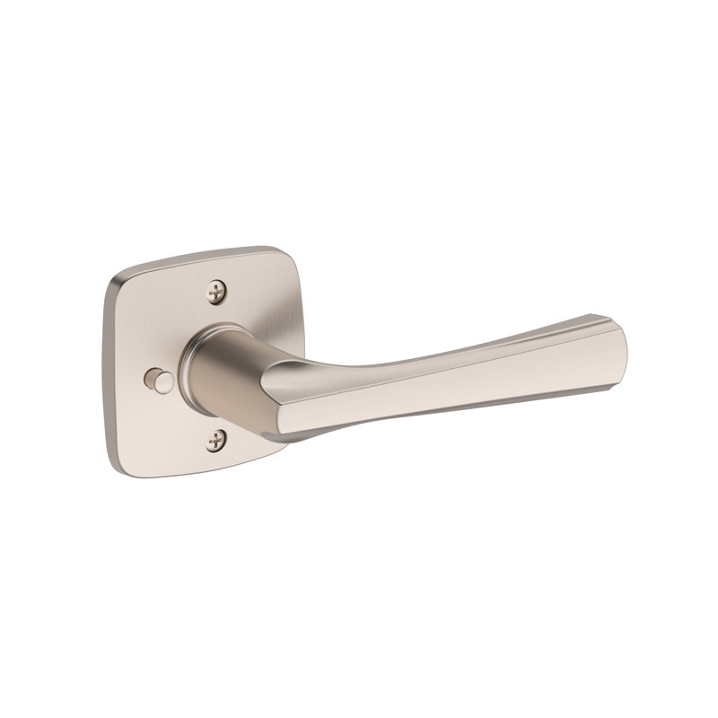 Wyndcliff Privacy Lever with Soft Square Rose in Venetian Bronze, Satin Nickel