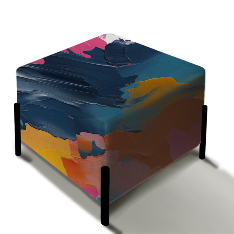 Synergy bleu et rose brossé - repose-pieds carré abstrait