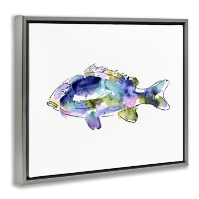 Watercolor Style Fish Framed Floater Canvas Wall Art by Lisa Nohren