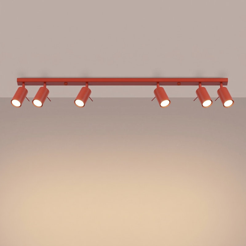 RING Steel Spotlight, Red, 118x6x16 cm, 6 Lights