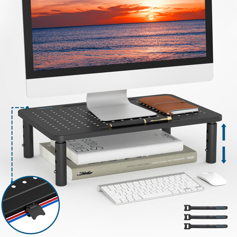 Bazile Metal Monitor Stand, Black