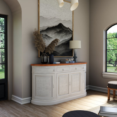 Buffet en bois massif sculpté à 4 tiroirs et 4 portes Berlene