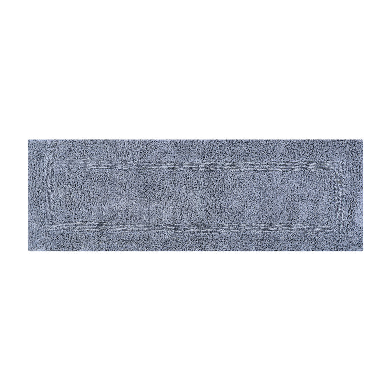 Rozanne Reversible Cotton Bath Rug, Silver, 20" x 60" Runner