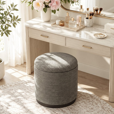19'' Upholstered Swivel Storage Accent Stool with Reversible Tray Lid