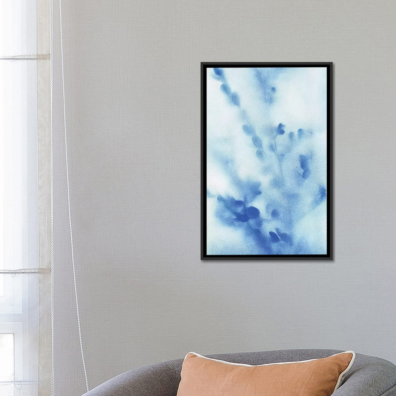 «Misty Meadow Flowers III» par Katrina Craven - reproduction, Toile avec cadre flottant noir, Pas de tapis