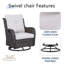 Ensemble de conversation en rotin 3 pièces Schutt comprenant 2 chaises pivotantes et coulissantes et 1 table d'appoint avec coussins-107612662