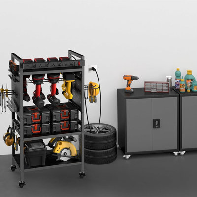 Chariot à outils à 4 niveaux avec station de charge