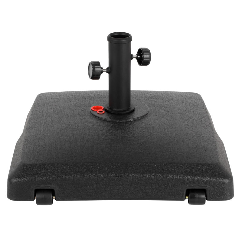 Black Square Steel and Polyethylene Wheeled Umbrella Base