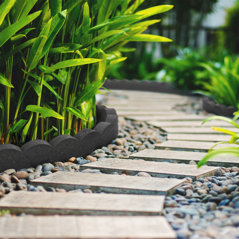 SCALLOP BORDERS 9 cm H x 120 cm W Lawn Edging Fencing, Grey