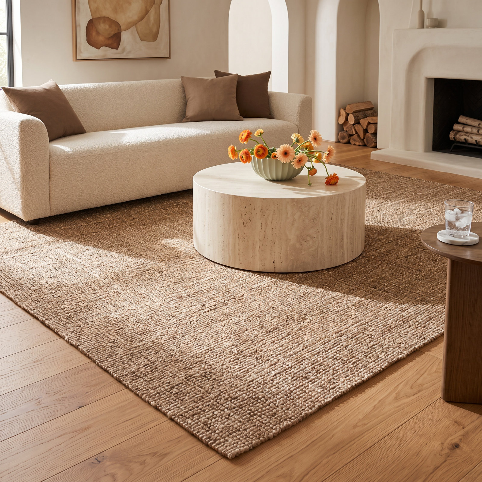 Alda Natural Ivory Hand-Woven Jute Rug, Rectangle 8' x 10'