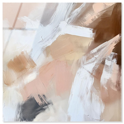 Art mural bohème minimaliste en verre acrylique sans cadre taupe et frêne I par Art Remedy, prêt à accrocher, 24 x 24