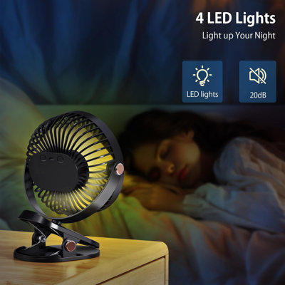 Portable Desk Fan, Battery Powered USB Rechargeable, 4-Speed Mute Mini Desk Fan, 360° Rotation, For Home Office
