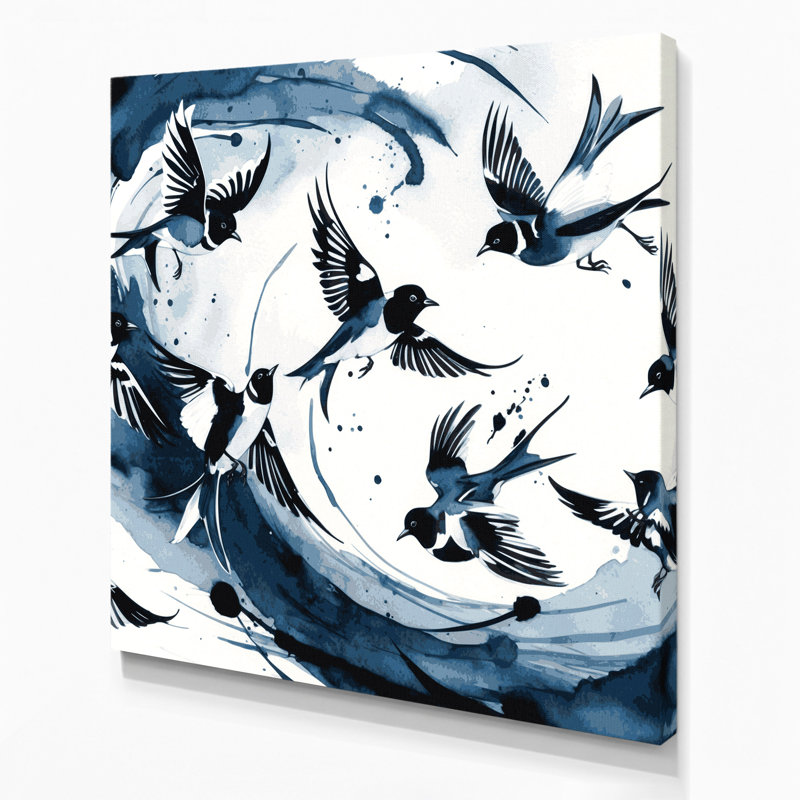 «Birds Willie Wagtail», art mural sur toile verte, H 16 po x l 16 po
