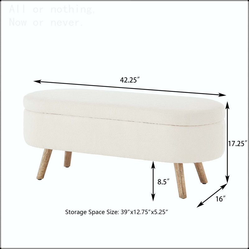 Banc de rangement avec repose-pieds Luxury, Ivoire ivoire