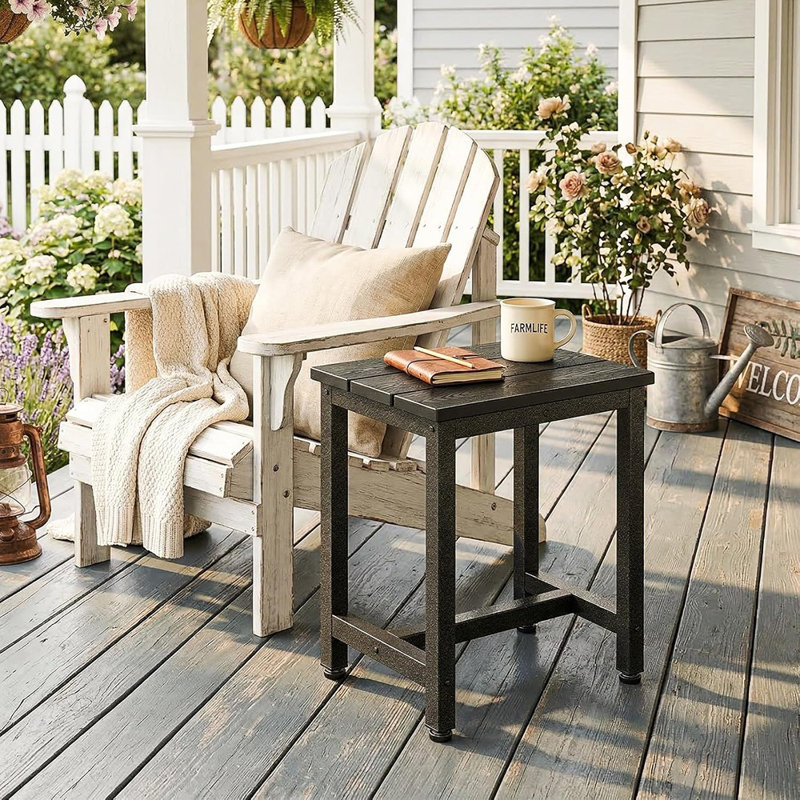 Table d'appoint de patio Adirondack, table d'appoint imperméable et résistante aux intempéries pour spa, jardin, balcon ou bord de piscine, durable et facile à nettoyer, noir
