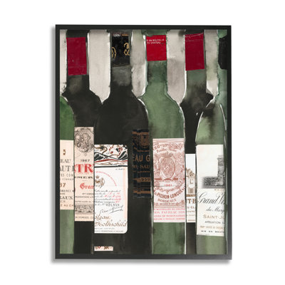 " Vintage Style Green Labeled Liquor Wine Bottles " by Samuel Dixon