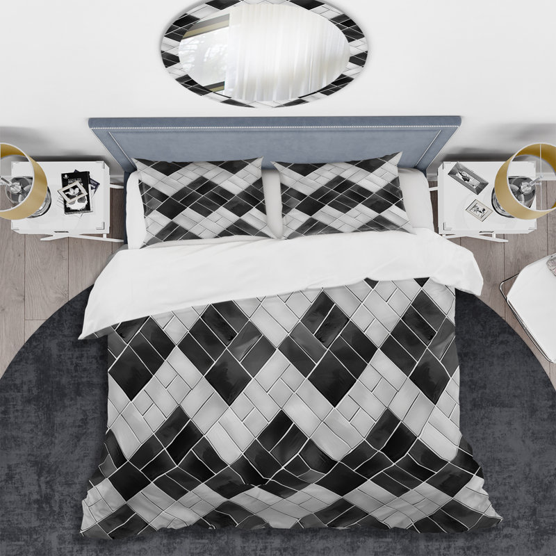 Ensemble de housse de couette transitionnelle à chevrons noirs, Housse de couette très grand et 2 très grandes t