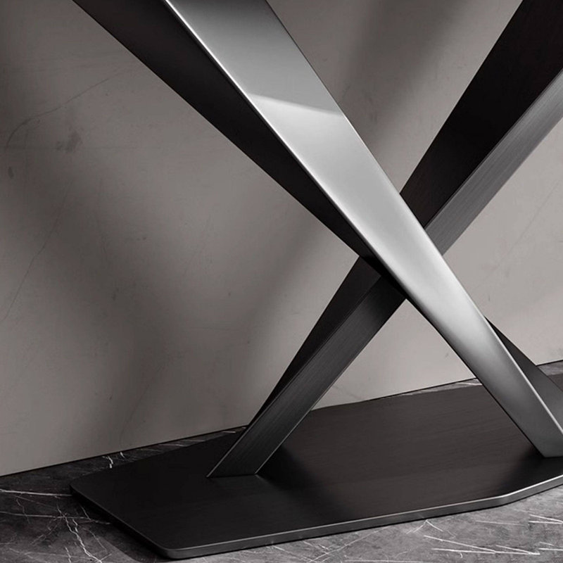 Console légère en métal de style luxueux., 33.4" H x 54.3" W x 13.7" D, Gris