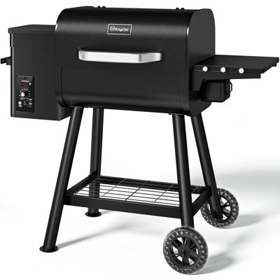 KingChii 456-sq in Black Pellet Grill and Smoker with Side Shelf and PID Temperature Control