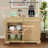  55.3'' Rolling Kitchen Island With Storage, 30mm Wood Top, Rattan Doors, Drop Leaf & Towel Rack, Mobile Kitchen Cart For Dining Room