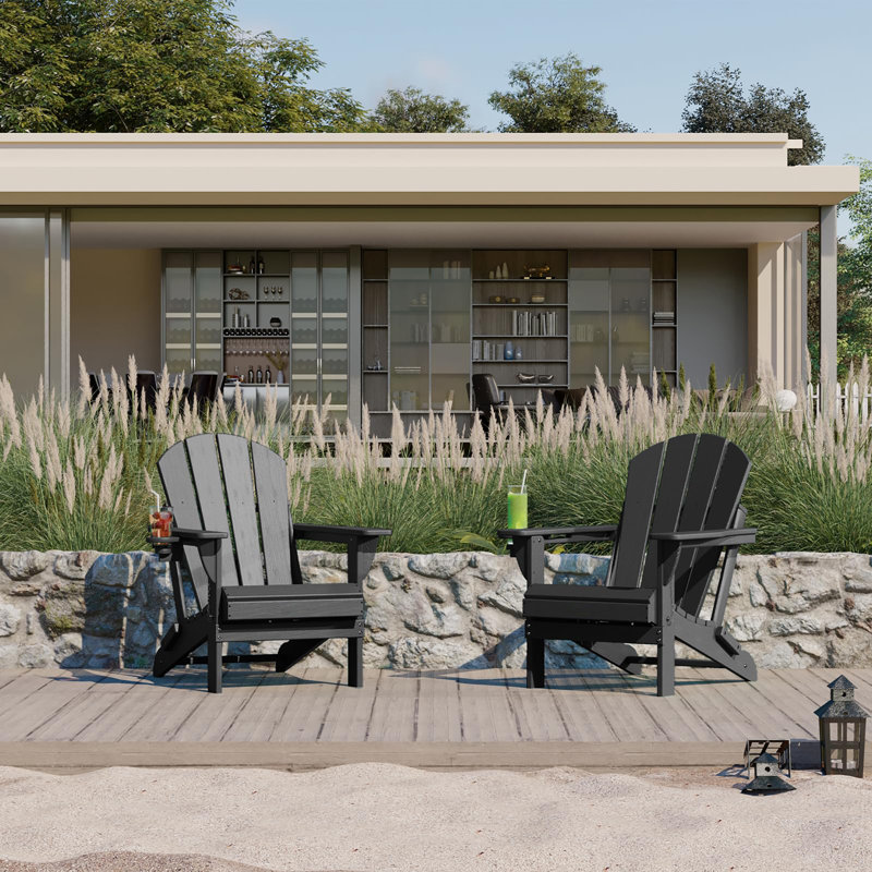 Chaise Adirondack pliante en PEHD pour patio, Noir