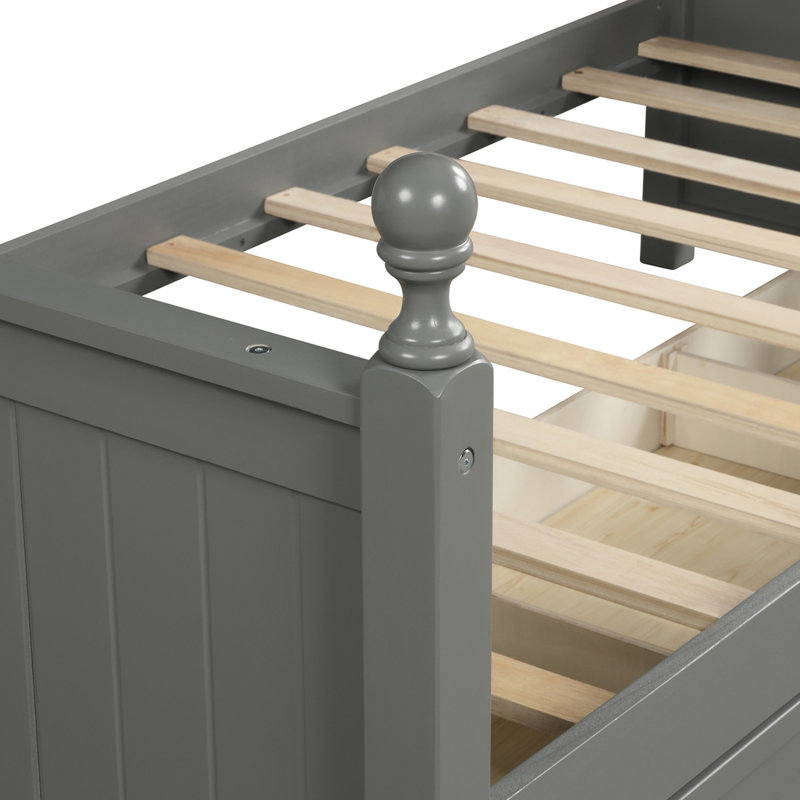 Stylish And Functional Twin Size Daybed With Storage Drawers In Gray