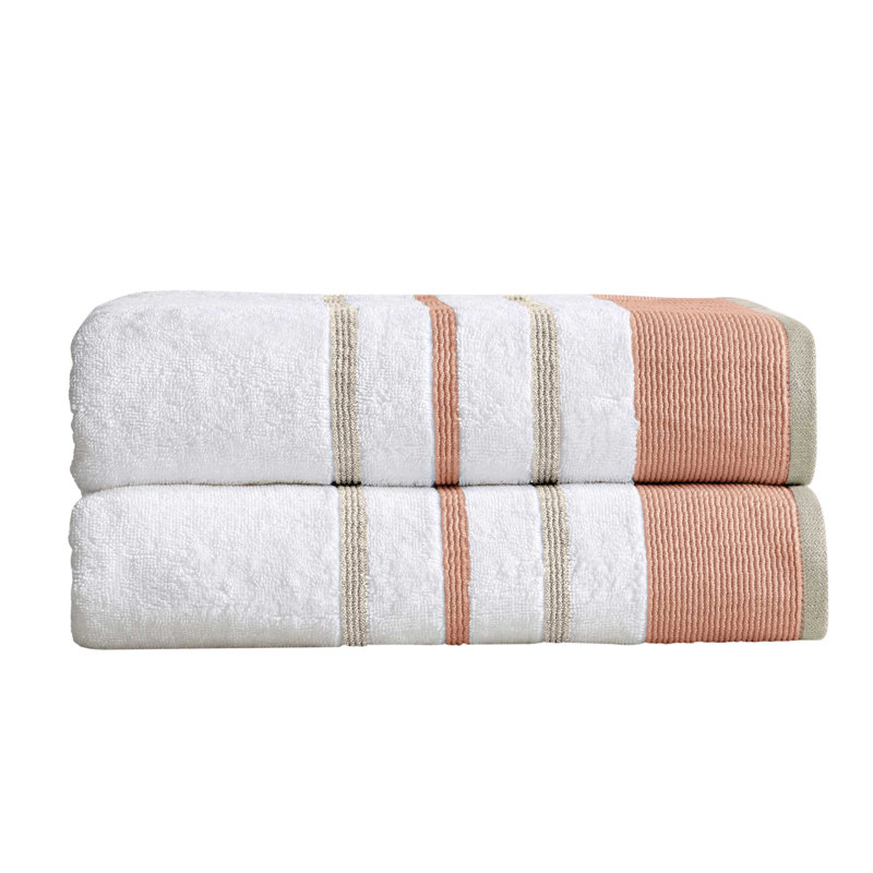 Coton décoratif de luxe Deanthony, Rose cendré / cappuccino, Draps de bain - paquet de 2