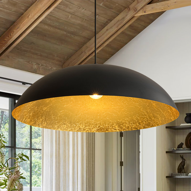 Luminaire suspendu en forme de dôme noir moderne à 1 lumière