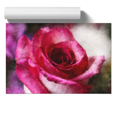 Pink Rose Flower Painting - Frameless Print