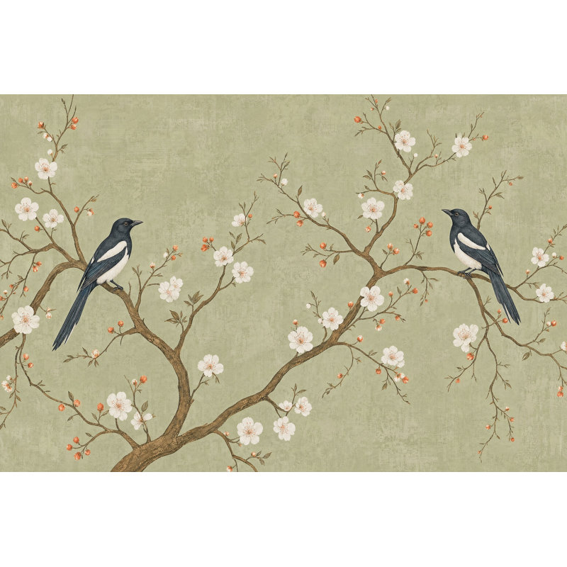 Papier peint chinois avec branches chinoises, 200 po x 120 po, Peler et coller