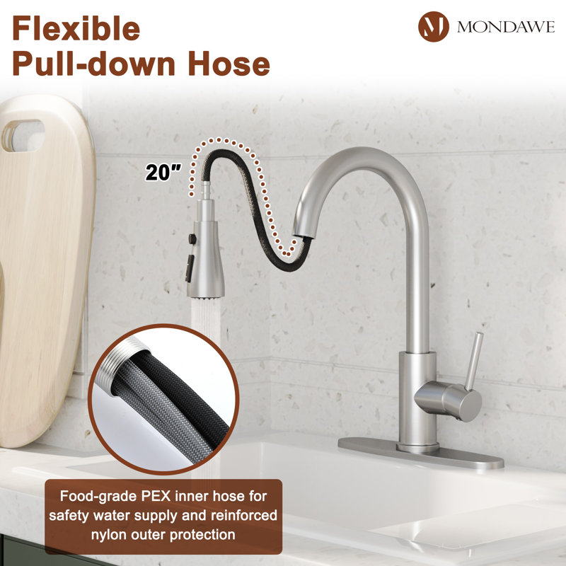 Mondawe Kitchen Faucet, Brushed Nickel