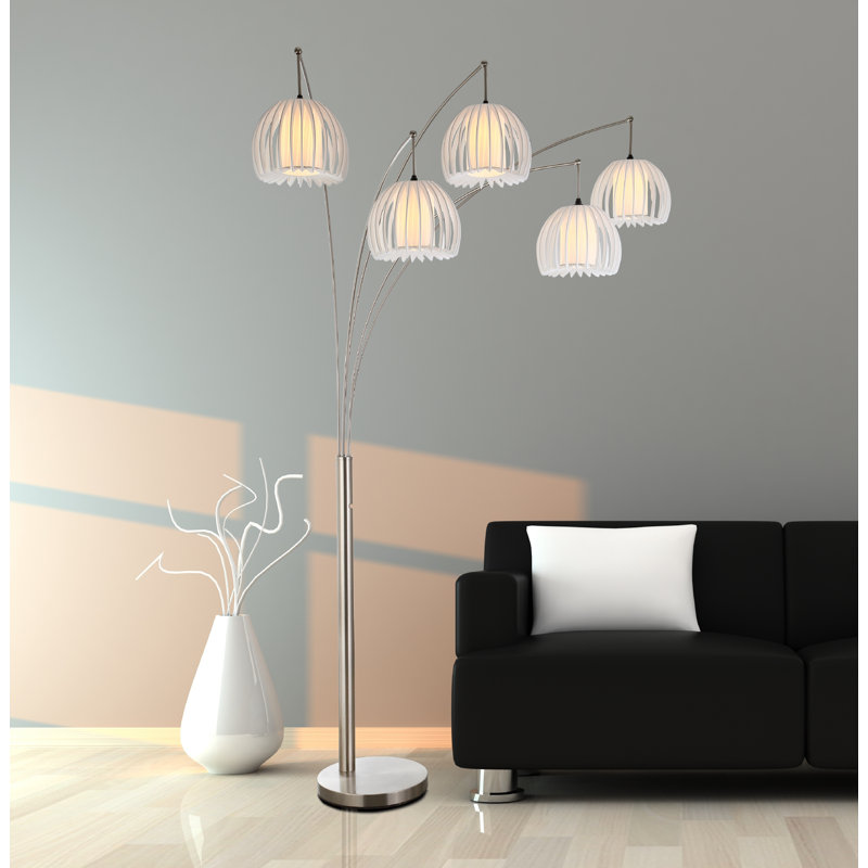 89'' Brushed Steel Tree Floor Lamp