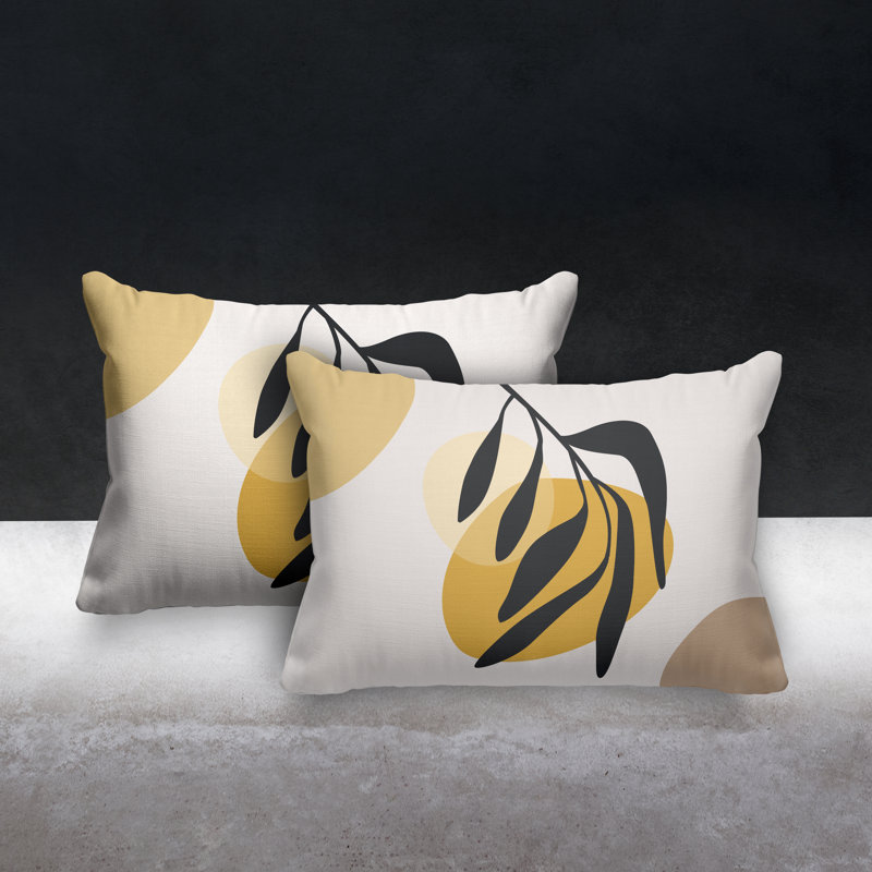 No Decorative Addition Outdoor Reversible Throw Pillow, Yellow/Beige
