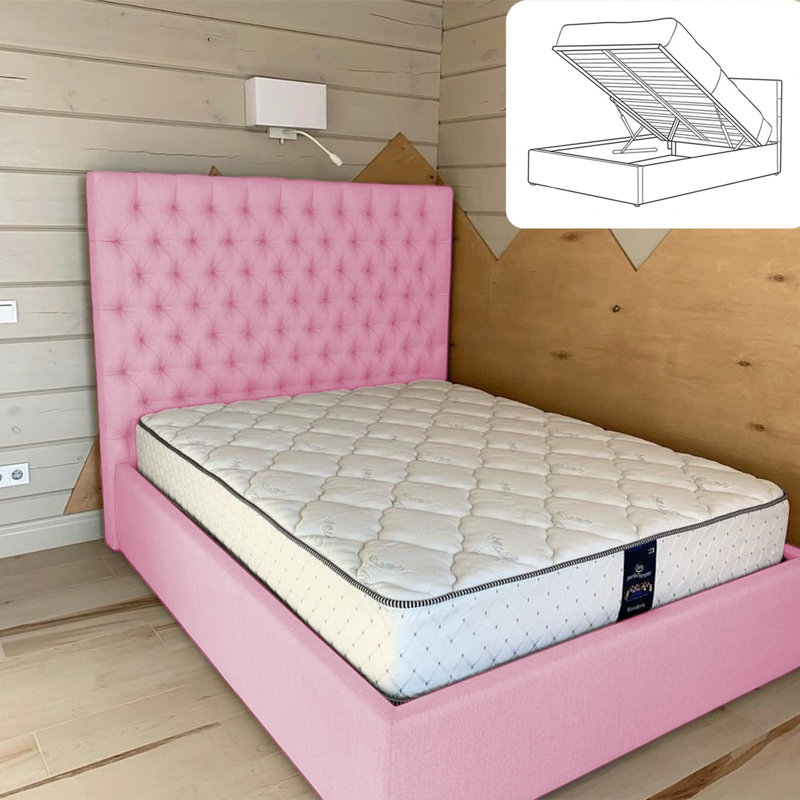 Upholstered Ottoman Storage Bed, Super King (6'), Pink