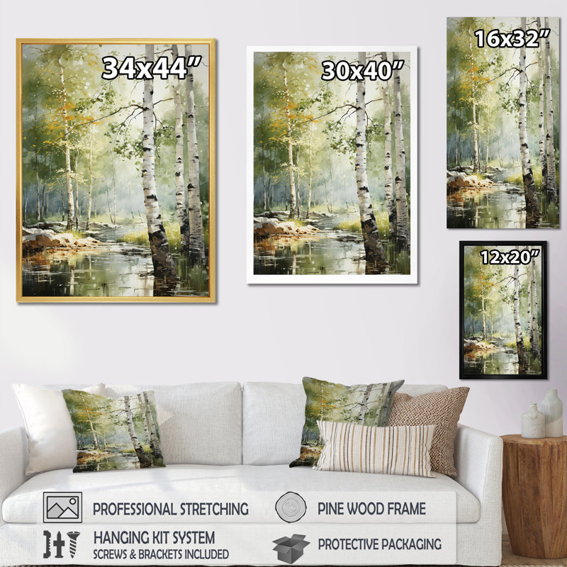 «Tranquil Shadows Green Forest III», reproduction sur toile, Cadre simple argenté, H 44 po x l 34 po x P 1,5 po