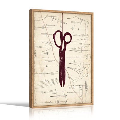 Scissors Pattern Canvas Wall Art Set Of 1