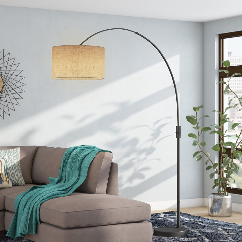 Garris 82'' Arched Floor Lamp, Tan, Bronze