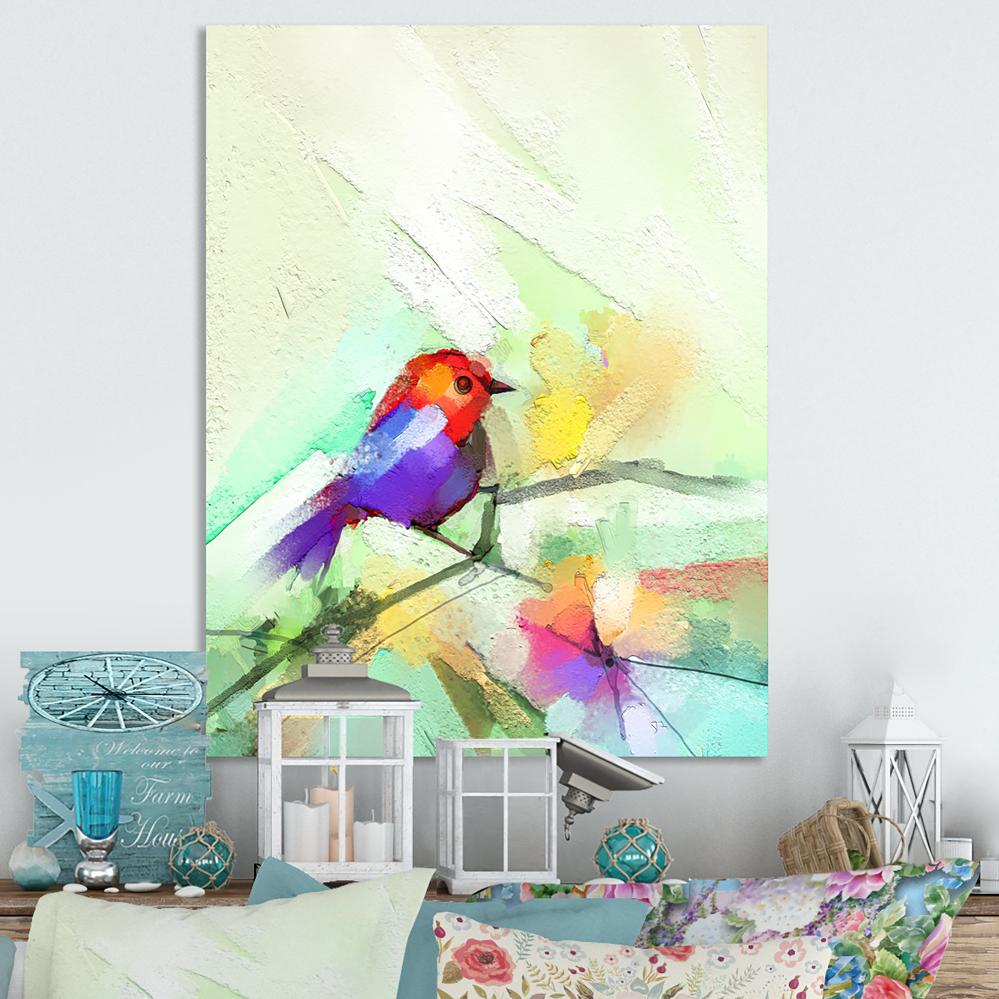 Winston Porter Paintbrush Orange And Turquoise Bird VI Traditional