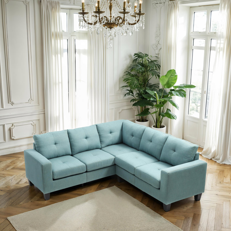 Naithan Fabric Sectional, Teal Fabric